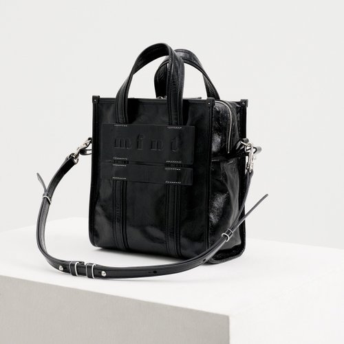 [mfnt] Camille Crinkled Black 牛革3ウェイバッグ Camille Crinkled Black 3Way Tote Bag (ITALY Cow Leather