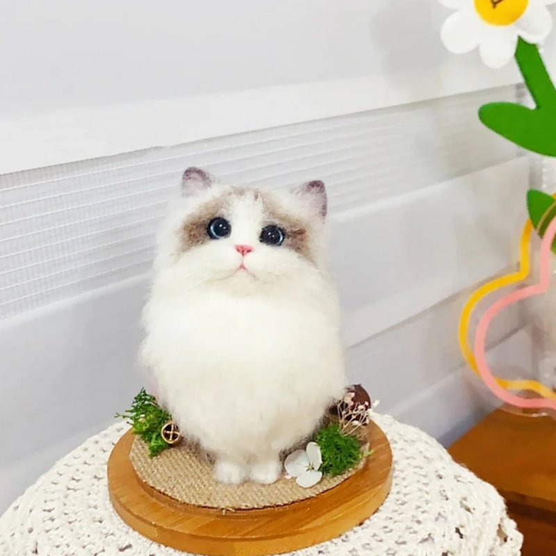 客製化逼真猫 羊毛氈 寵物 娃娃 定製 手工 狗狗猫咪 毛小孩  210 - 貓/狗玩具 - 羊毛 多色