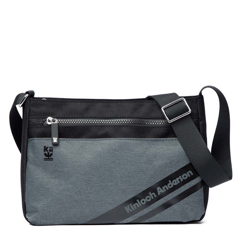 【Kinloch Anderson】Even拉鍊方形側背包-黑色 - 側背包/斜背包 - 聚酯纖維 黑色