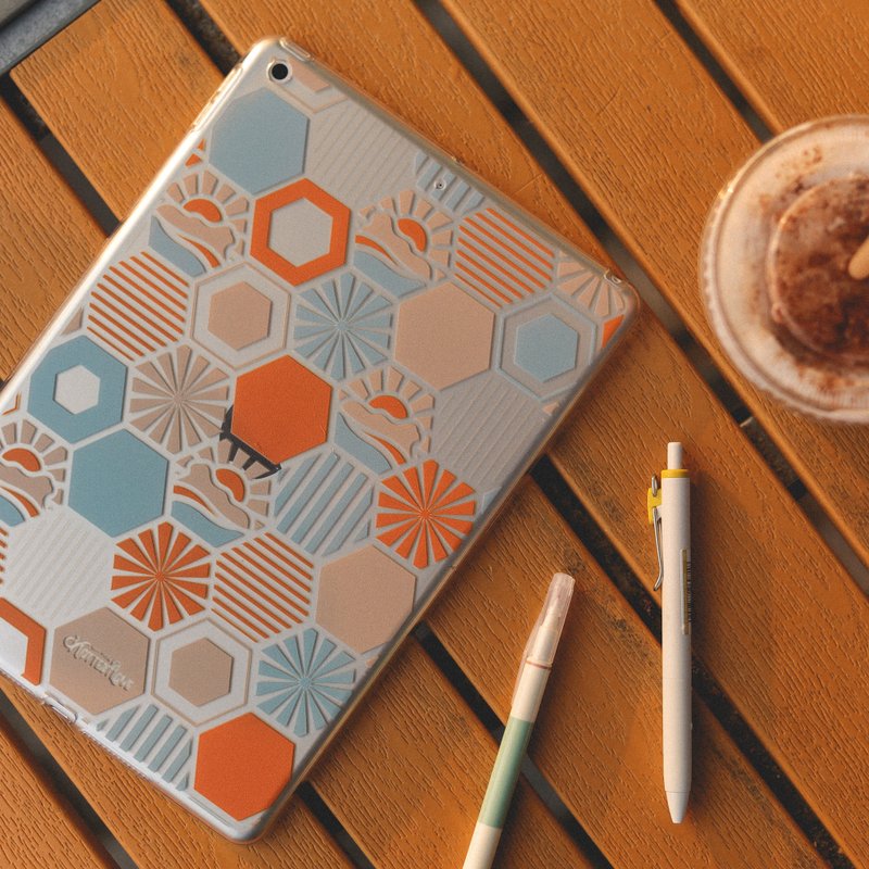 Lion Rock Tile Series / iPad Case-Hexagon-Orange - Tablet & Laptop Cases - Plastic Orange