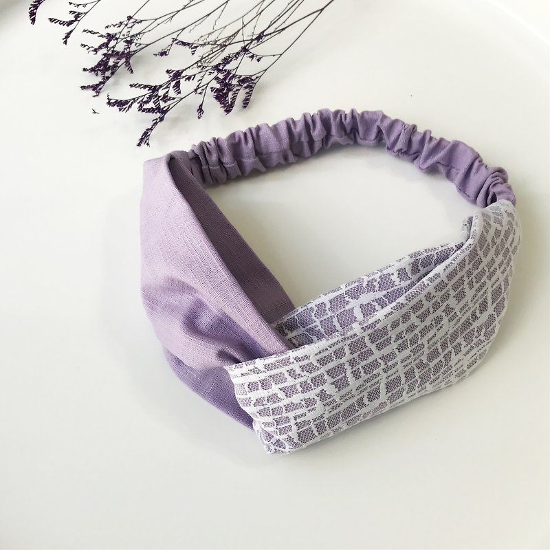 Soft Lace Cross Hair Band - Purple - ที่คาดผม - ผ้าฝ้าย/ผ้าลินิน สีม่วง