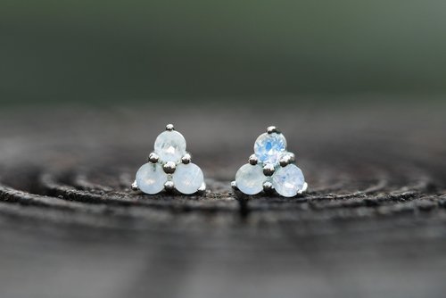 星空寶石 ∣ Starry Gems 烏代浦爾的白。壹。彩虹月光石耳環∣禮物 母親節 畢業