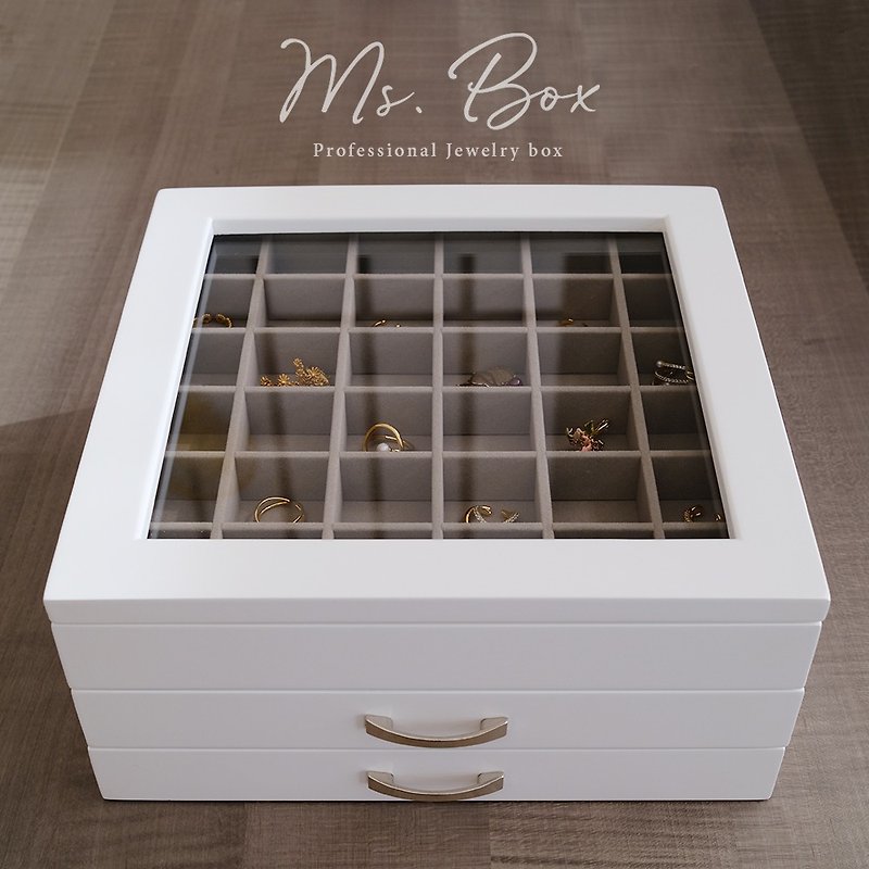 [Ms. box] American style top wooden jewelry box (ornament box/storage box) - Storage - Wood White