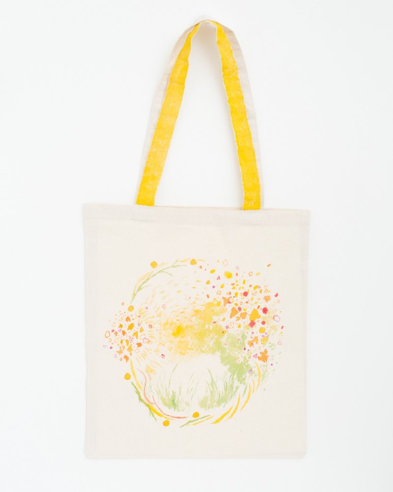 Picture tote - กระเป๋าถือ - ผ้าฝ้าย/ผ้าลินิน สีเหลือง