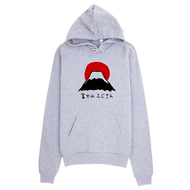 Mount Fuji#1 Front picture [Spot] Unisex long-sleeved bristles hooded T gray Japanese landscape cherry blossom sun snow self-made brand Wenqing Hipster - Unisex Hoodies & T-Shirts - Cotton & Hemp Gray