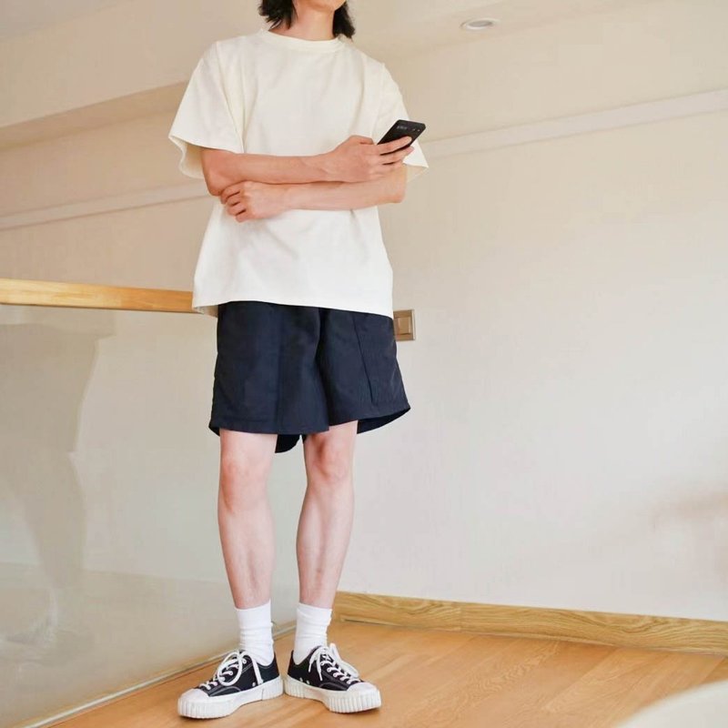 oversize寬版落肩重磅320g中性短袖T / 簡約 / 情侶 / 素色 - 男 T 恤 - 棉．麻 白色