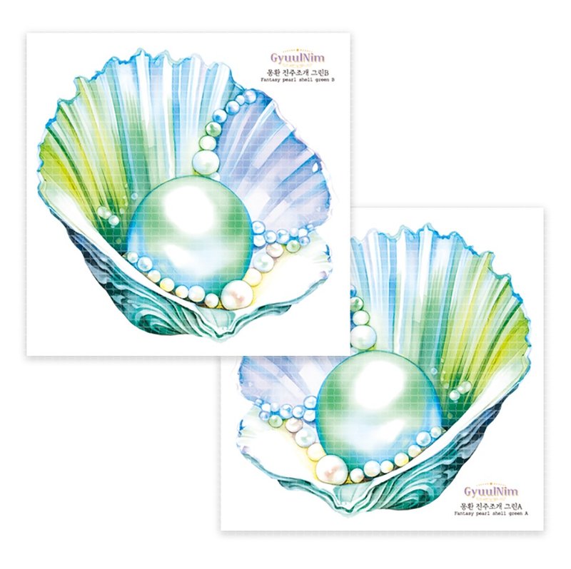 Fantasy pearl shell green sticker - 貼紙 - 紙 