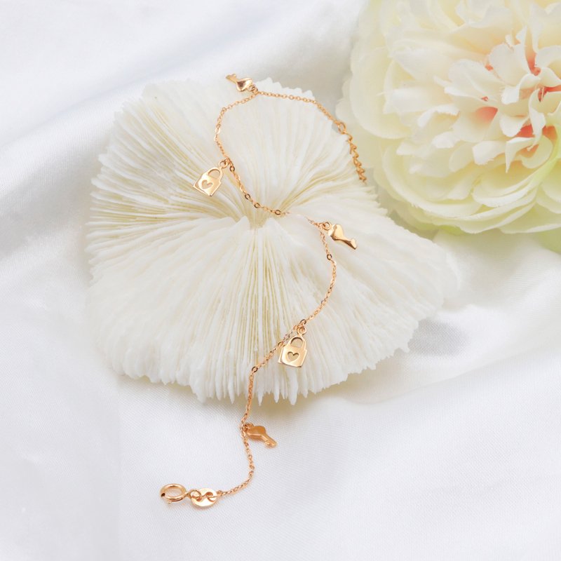 Kimura Light Jewelry/18K Gold/Heart Lock Bracelet - สร้อยข้อมือ - เครื่องประดับ หลากหลายสี