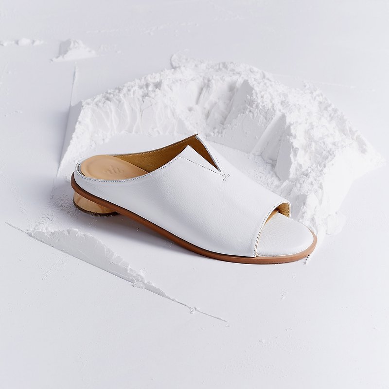 White - Pistachio Sandals - Sandals - Genuine Leather White