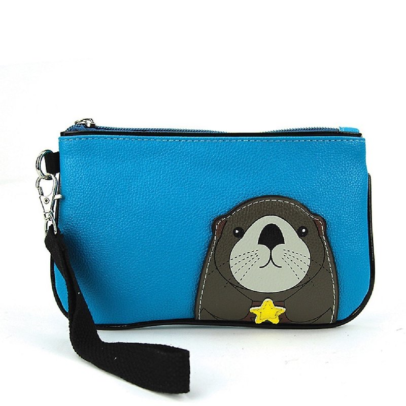 Star Sea Otter Childlike Rectangular Zipper Universal Bag/Storage Bag- Kule Village - กระเป๋าเครื่องสำอาง - หนังเทียม สีน้ำเงิน