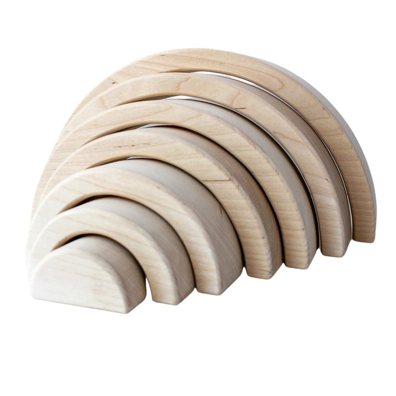 Wooden rainbow stacker toy - educational waldorf large eco toy for toddler - 寶寶/兒童玩具/玩偶 - 木頭 白色