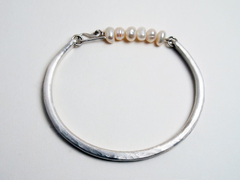 Pearl Series  #a262 pearl bangle - Bracelets - Silver Silver