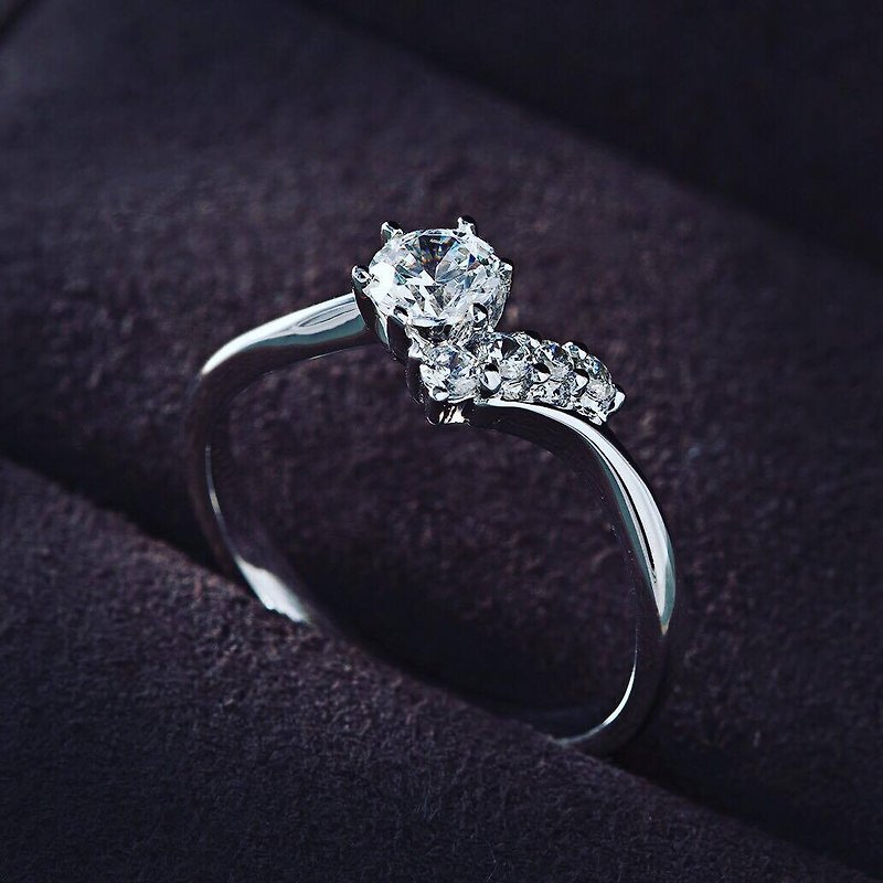 Frankness｜18K White Gold Diamond Wedding Ring BL1024｜ Rose Gold/Diamond Ring/Couple/Customized/Customized - แหวนคู่ - โลหะ สีเงิน