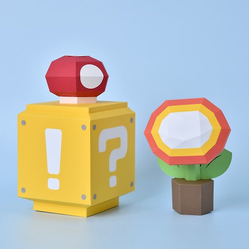 盒紙動物 BOX ANIMAL - 台灣原創紙模設計開發 3D紙模型-DIY動手做-擺飾系列-蘑菇方塊-療癒 擺飾