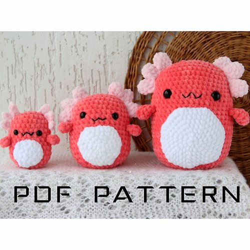 Crochet kit beginner, crochet axolotl, axolotl plush, craft kits