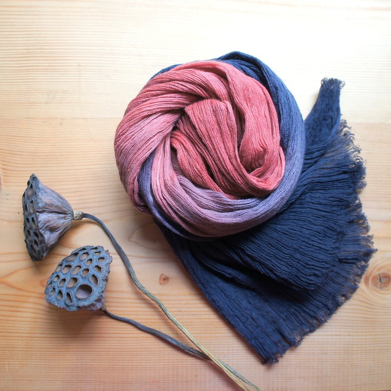Vegetable dyes wool scarf - sunset - ผ้าพันคอ - ขนแกะ สีม่วง