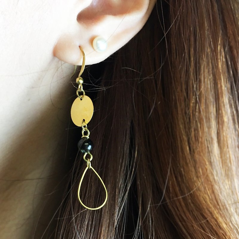 Clip-on can be changed - Bronze Earrings - yielded - a single - ต่างหู - โลหะ สีทอง