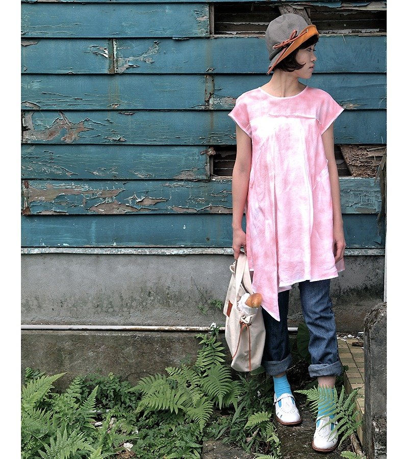 And_ Ramie dress-online sale- - One Piece Dresses - Cotton & Hemp Pink