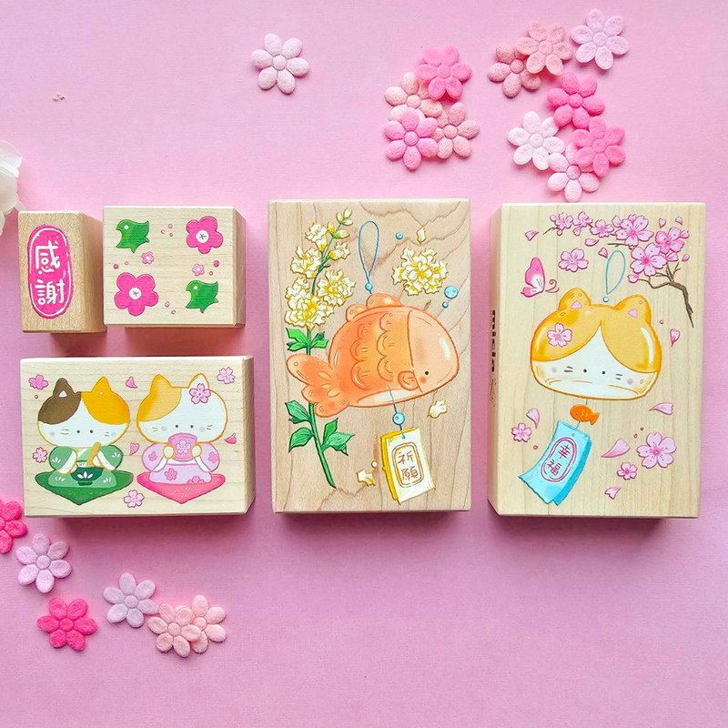 祈願風鈴彩色楓木印章組 - 印章/印台 - 其他材質 