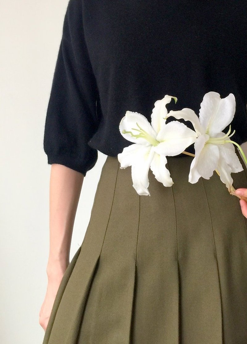 Megomi Skirt - กระโปรง - ขนแกะ สีเขียว