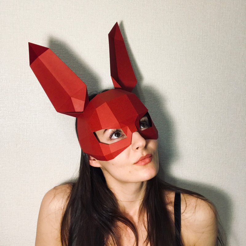 Rabbit Mask Papercraft, Hare Mask, Pdf, Gurko, Pepakura, Template, 3D Origami - 手工藝教學/工具書 - 其他材質 