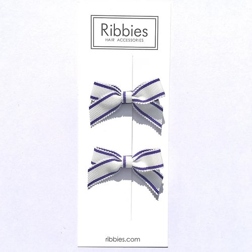 Ribbies 台灣總代理 英國Ribbies 經典蝴蝶結2入組-寶藍白條紋