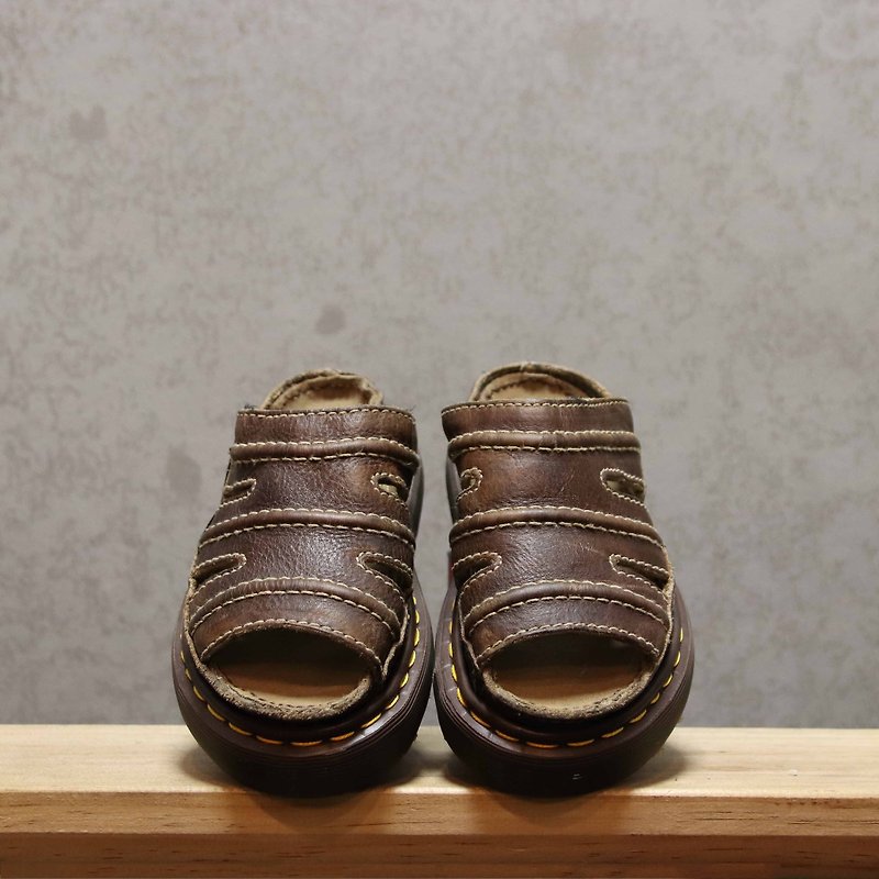 Tsubasa.Y Ancient House Dark Brown 001 Martin Slippers, Dr.Martens England - Slippers - Genuine Leather 