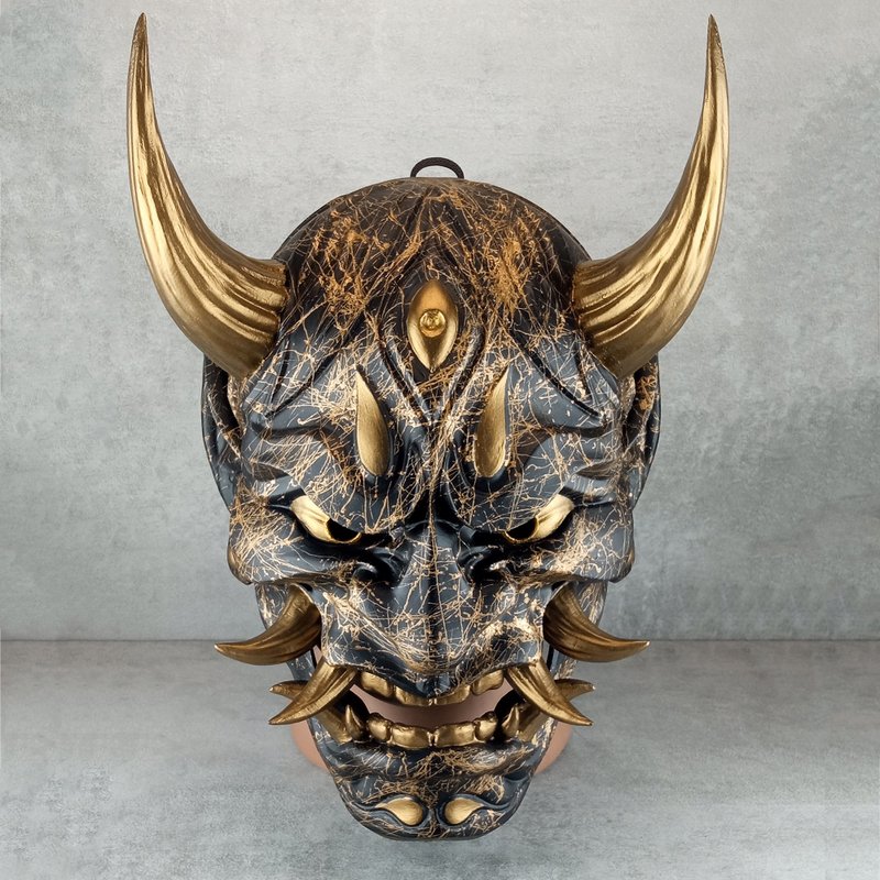 Golden Marble Demon Hannya Mask - 口罩/口罩收納套 - 塑膠 金色