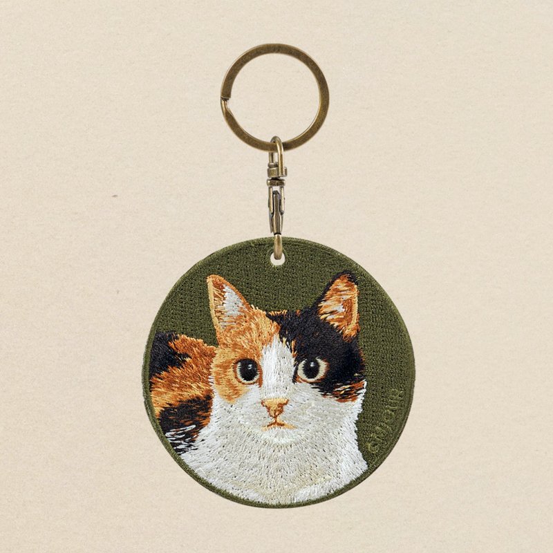 EMJOUR Double-sided Embroidered Charm - Sanhuamao | Simulation Embroidery - พวงกุญแจ - งานปัก สีเขียว