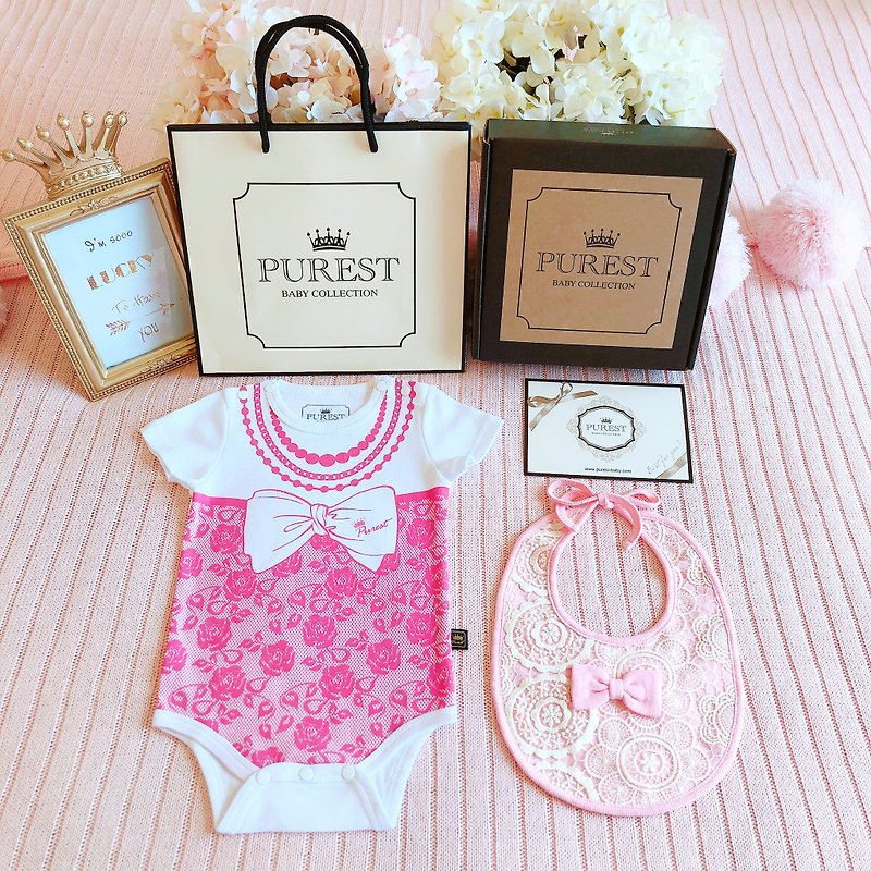 PUREST 時尚小貴婦 短袖 寶寶彌月禮盒組 嬰兒 新生兒 送禮推薦 - 滿月禮物 - 棉．麻 
