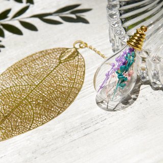 フランスの金属テクスチャ吹きガラスボールブックマークステーショナリー-くり抜かれた詩的な葉+3色の花