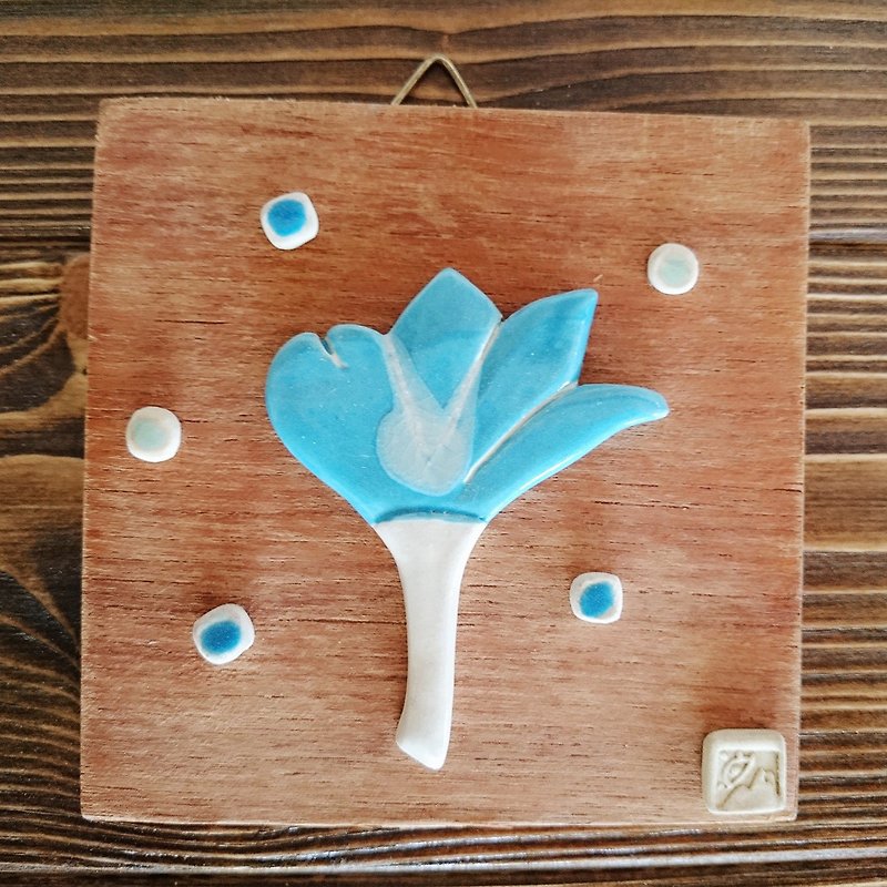童話風小花陶板創作 - 裝飾/擺設  - 瓷 藍色