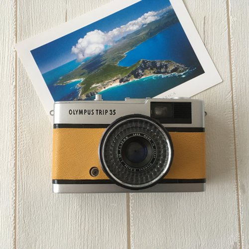 オリンパス TRIP35 マスタードイエローの本革バージョン 【02-F
