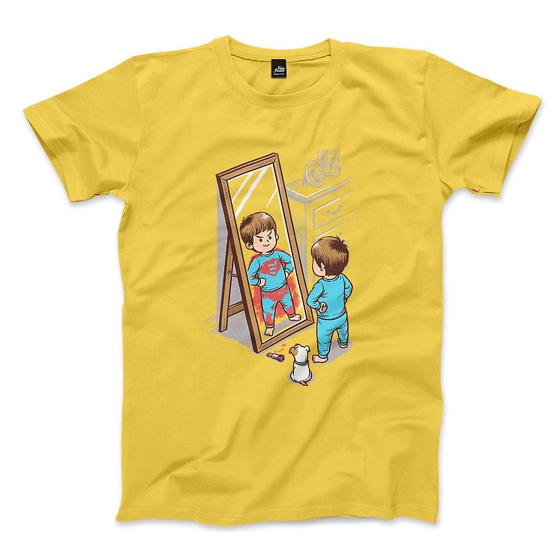 Imagination is my super power-Yellow-Unisex T-shirt - เสื้อยืดผู้ชาย - ผ้าฝ้าย/ผ้าลินิน สีเหลือง