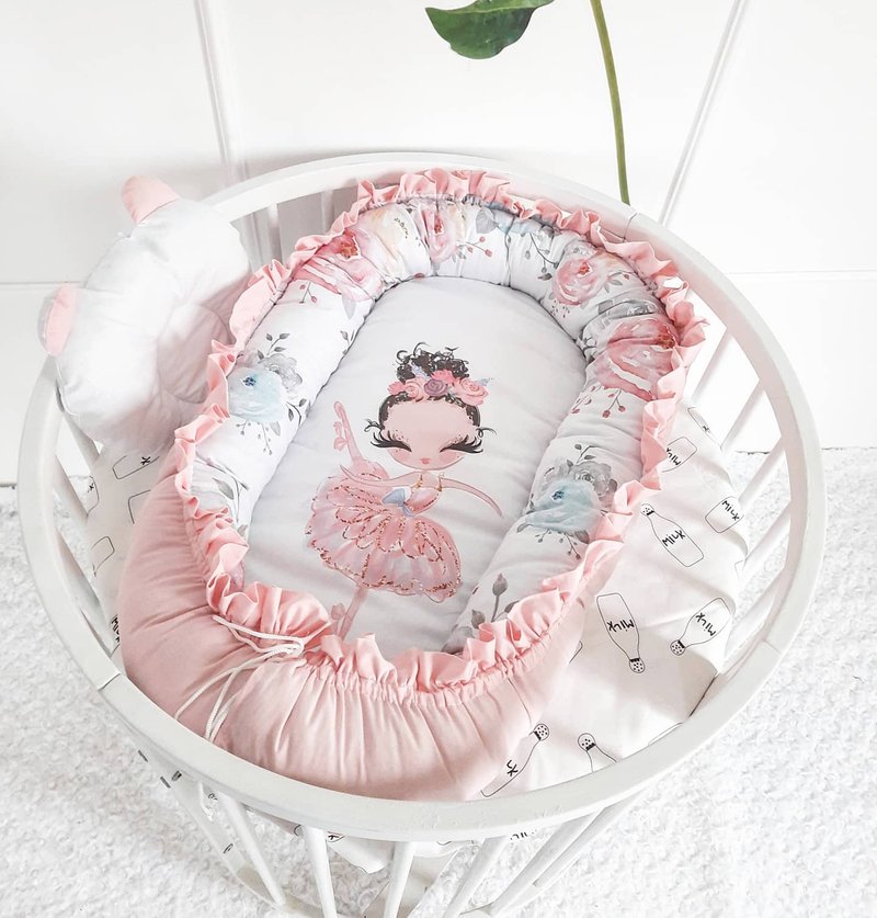Baby  nest  newborn  0-8 month + pillow as a gift!! - 彌月禮盒 - 棉．麻 粉紅色