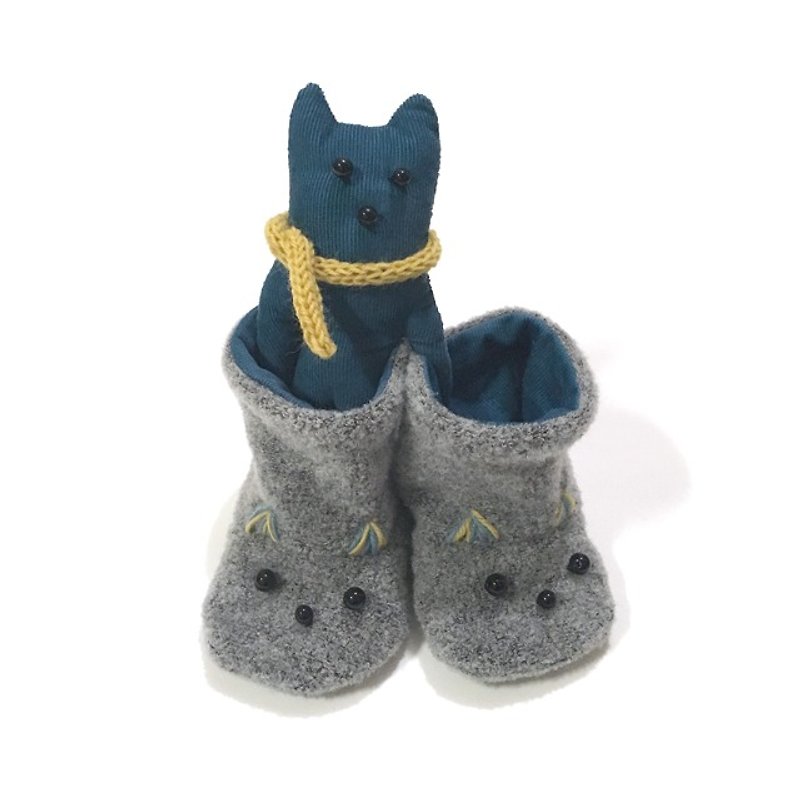 babygift   Baby booties of the cat   Gray - Baby Gift Sets - Cotton & Hemp Gray