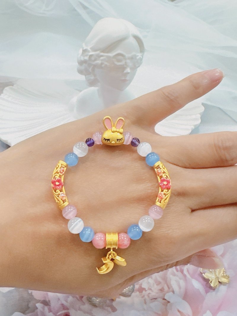 藍貓眼 粉貓眼 白貓眼 紅紋石 紫水晶設計款 小孩款 水晶手串 - 手鍊/手環 - 寶石 粉紅色