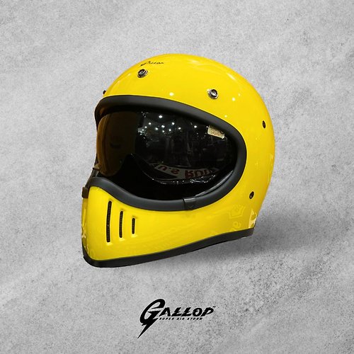 Gallop Kustom Kulture 台灣製造 全罩式安全帽 M2-黃色 山車帽 內附視鏡 S~2XL