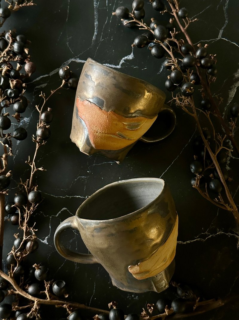 鎏金大地豐景系列 手感陶瓷杯 320c.c - 咖啡杯/馬克杯 - 陶 