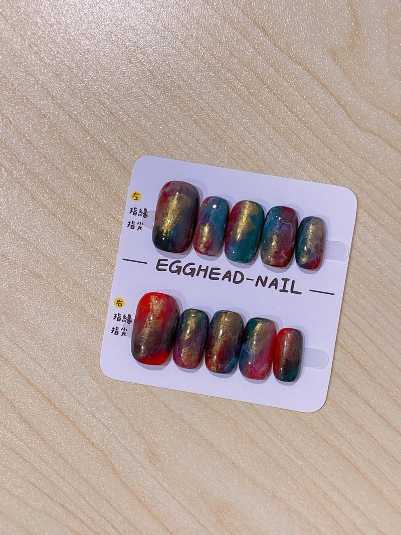 客製化穿戴甲_聖誕綠紅暈染款 - 指甲油/指甲貼 - 其他材質 