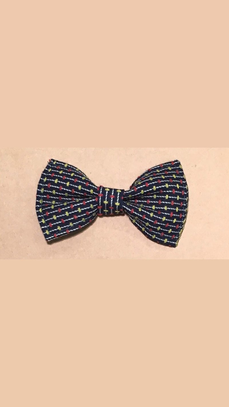 Hand-made bow tie∣Colorful dots∣Gentleman∣Wenqing∣Dating accessories - Bow Ties & Ascots - Cotton & Hemp Blue