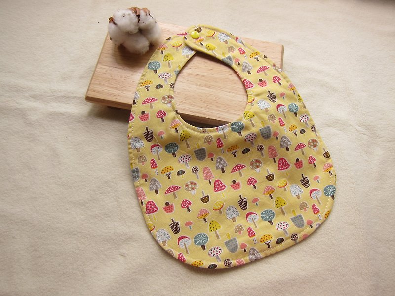 Alice colored mushrooms blossoming - infant baby cotton bibs, bibs (yellow) - Bibs - Other Materials Orange