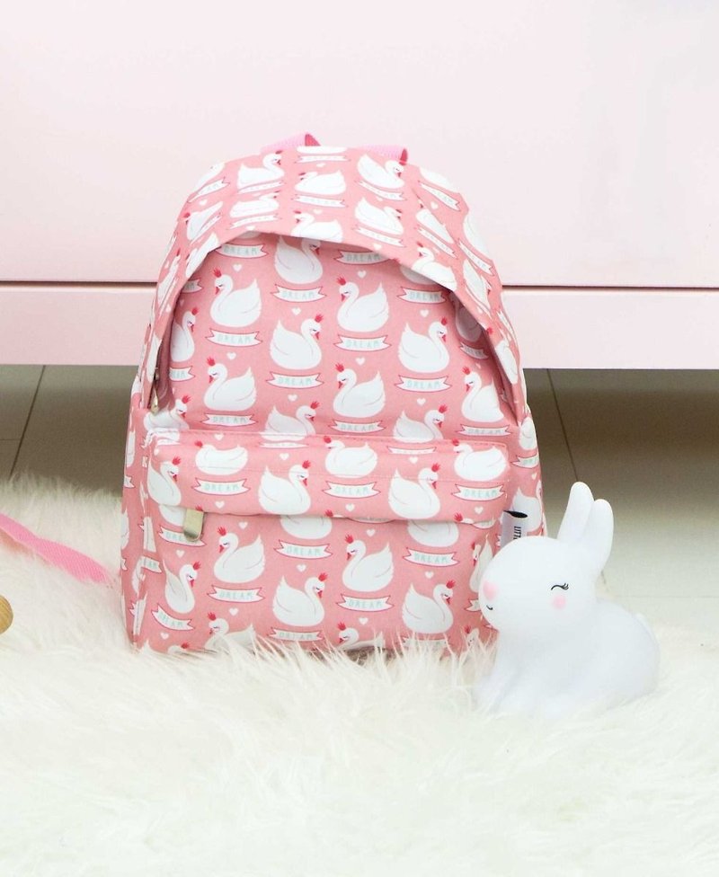 Mini backpack: Swans  - กระเป๋าสะพาย - เส้นใยสังเคราะห์ สึชมพู
