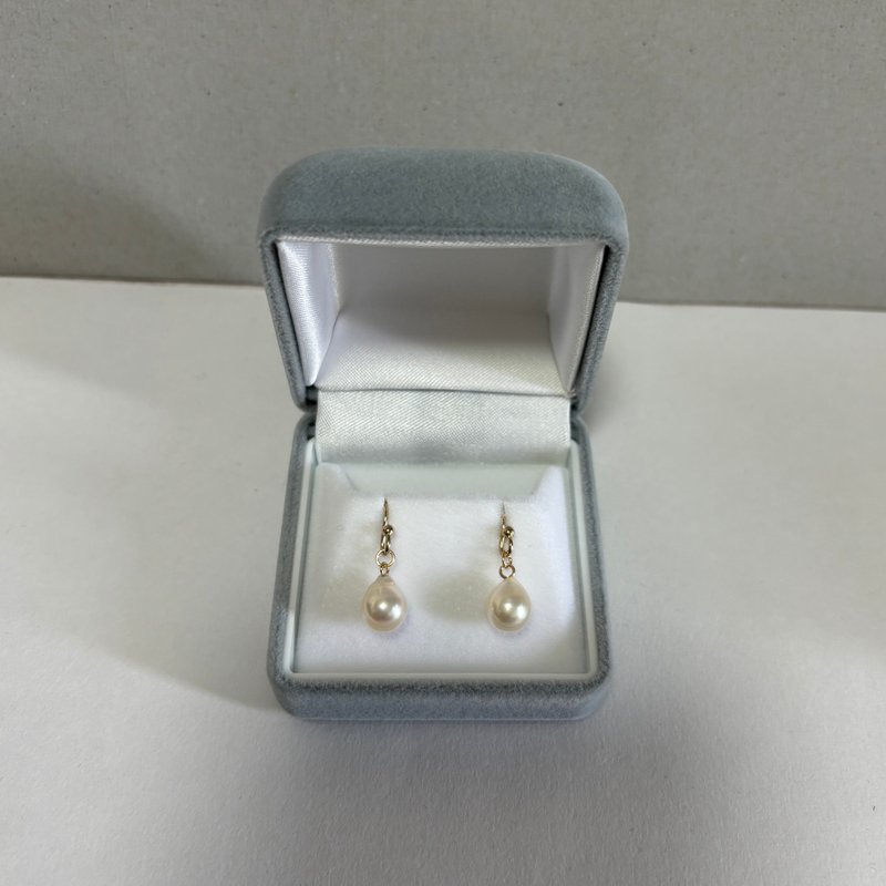 14KGF 有角 Akoya 海水珍珠耳環 7mm - 耳環/耳夾/耳骨夾 - 珍珠 白色