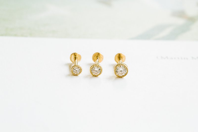 Precious Metals Earrings & Clip-ons Yellow - 14K Gold Cz Cartilage Helix Tragus Internally Threaded Piercing Earring Labret