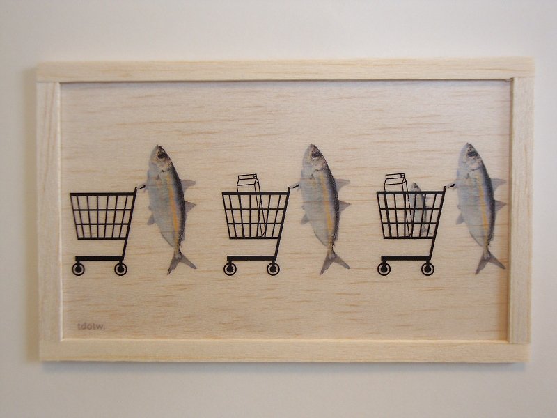 shopping fish - 牆貼/牆身裝飾 - 木頭 卡其色