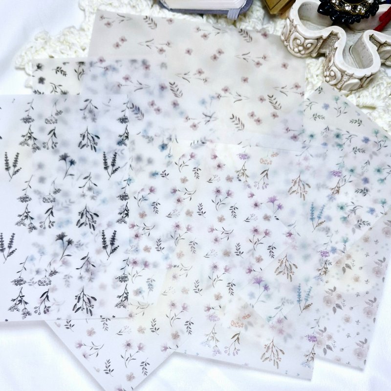 Watercolor flower tracing paper - 貼紙 - 紙 白色