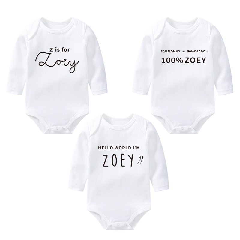 Simple name style - 3-piece gift onesies set - ของขวัญวันครบรอบ - ผ้าฝ้าย/ผ้าลินิน 