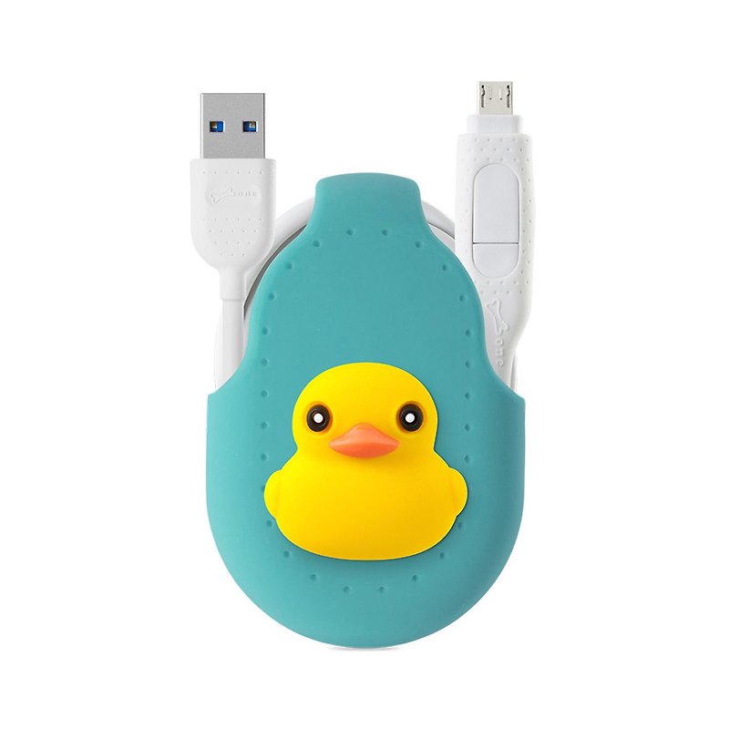 Bone / Two-in-one double-head transmission line (Type-C)-Duck【Android】 - Other - Silicone Blue