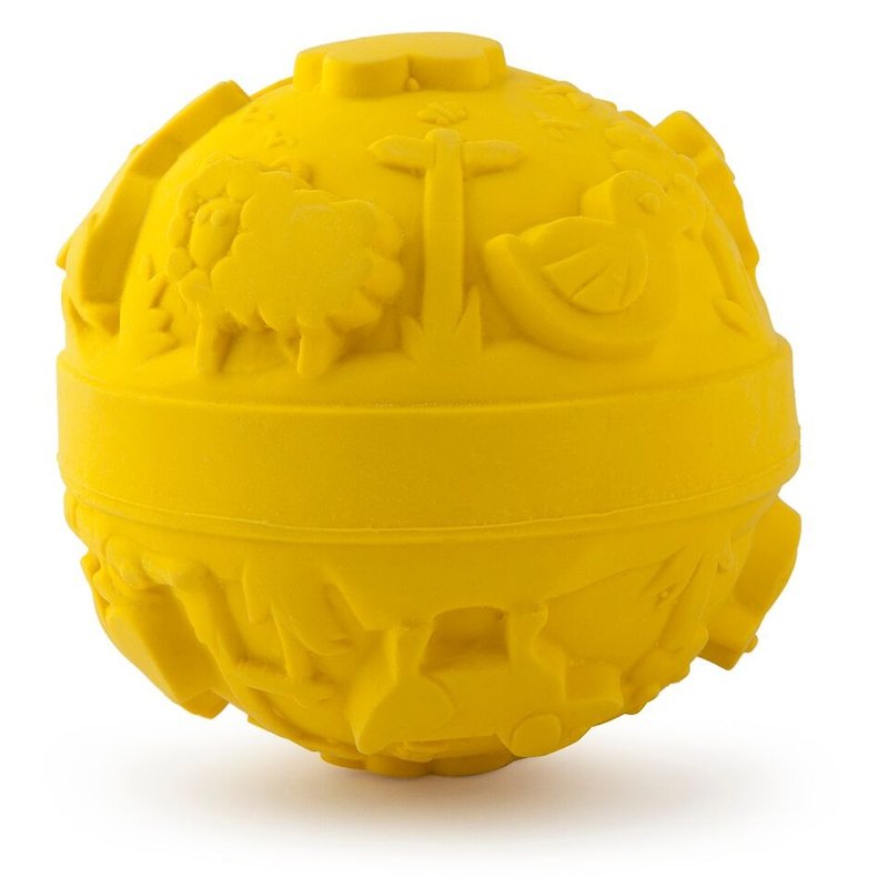 Spain Oli & Carol - Tactile Ball - Yellow - Natural Nontoxic Rubber Gumming Gear / Bath Toys / Green Toys - ของเล่นเด็ก - ยาง สีเหลือง